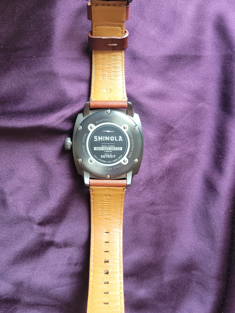 Shinola Blue Dial Watch with Brown Leather Strap - Picture 2 of 2